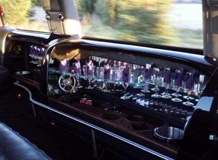 Built-in bar in a Bakersfield limousine